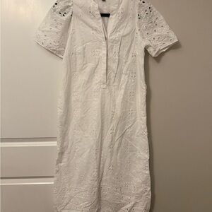 Ann Taylor White Eyelet Midi Dress